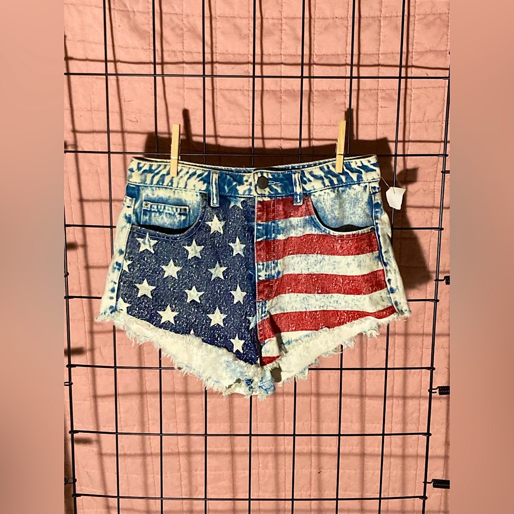 American Flag Jean Shorts